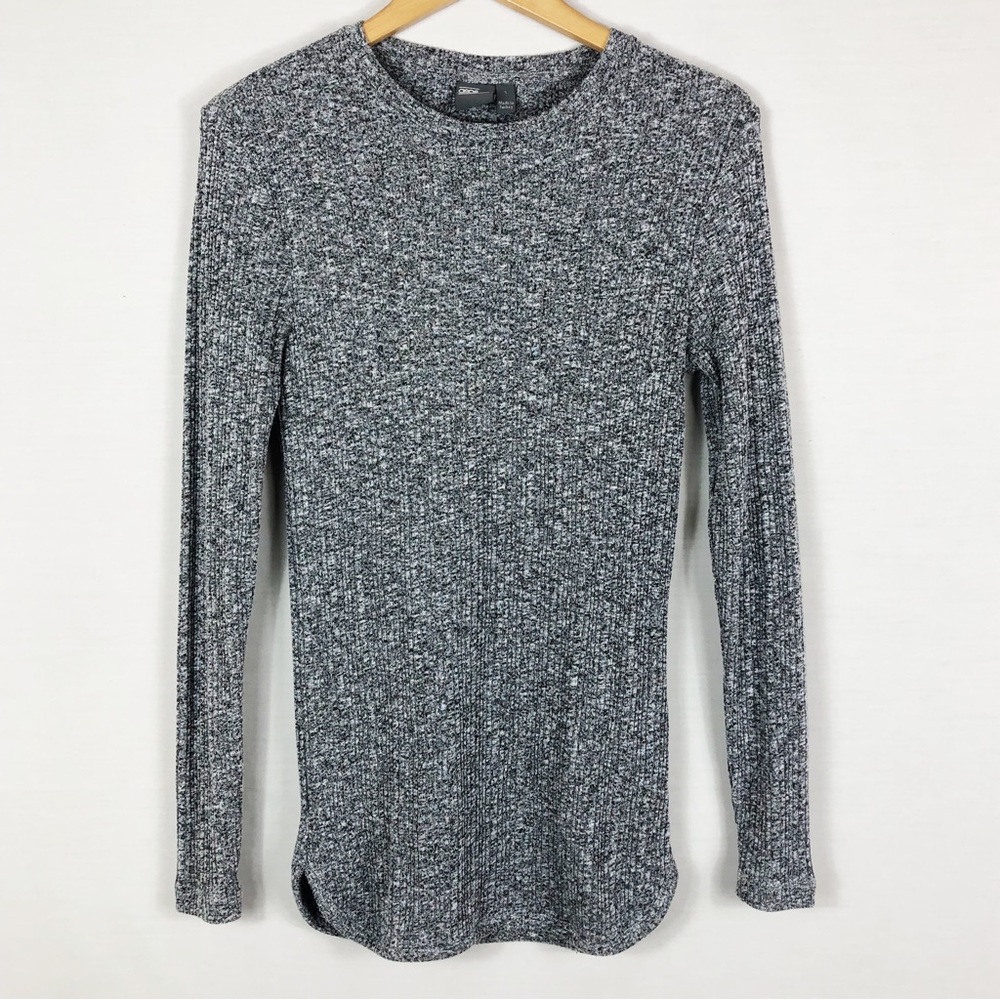 Asos Ribbed Long Sleeve Bodycon Mini Dress | Grey | Size Small